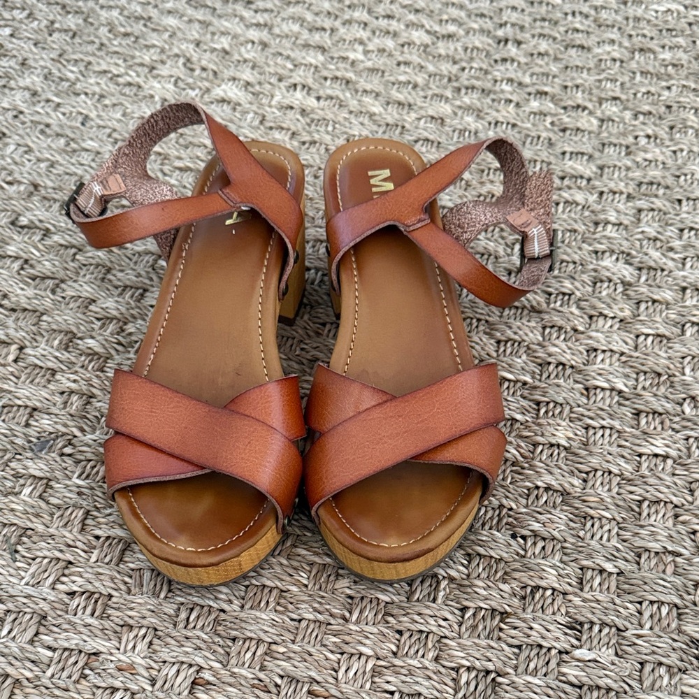 MIA Brown Strappy heeled clogs